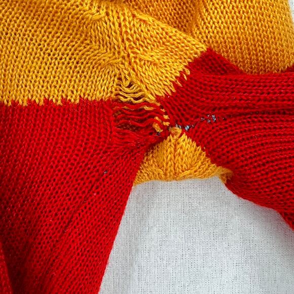 VINTAGE 70s Rainbow Sweater Mens Long Sleeve Polo California Dreamin COLLEGE MAN - Picture 16 of 16